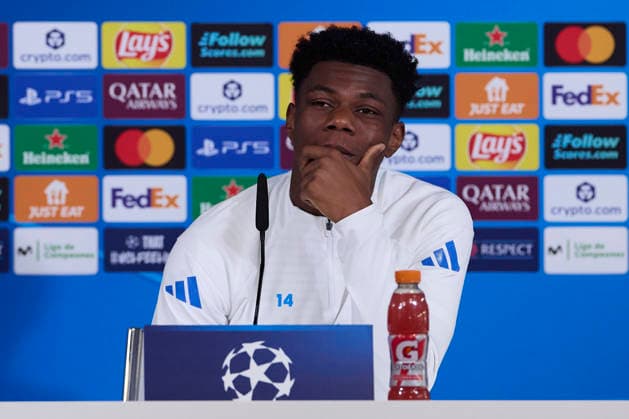 Real Madrid CF training session and press conference, PK, Pressekonferenz in Madrid, Spain - 09 Dec 2025 Aurelien Tchouameni of Real Madrid CF attends a press conference on the eve of the UEFA Champions League 2025 2026 at Ciudad Real Madrid. Madrid Spain Copyright: xFedericoxTitonex xSOPAxImagesx FTITONE_013