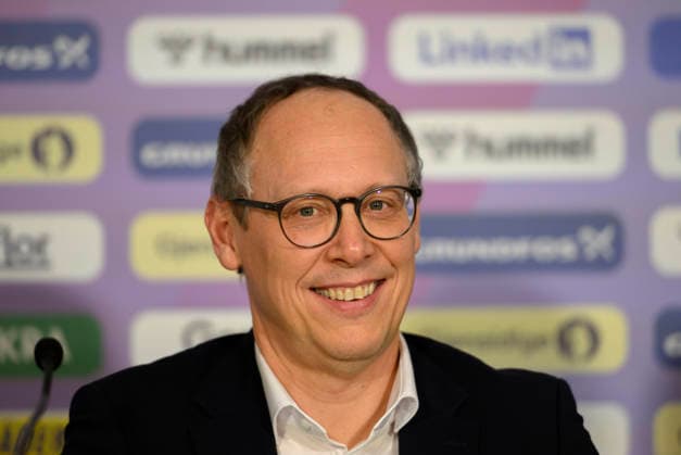 Mark SCHOBER (DHB, Vorstandsvorsitzender), Pressekonferenz. Handball Weltmeisterschaft der Frauen 2025, Viertelfinale Deutschland (GER) - Brasilien (BRA), am 09.12.2025 in Dortmund Deutschland. Handball WM der Frauen vom 26.11.-14.12.2025 in Deutschland Niederlande. Â