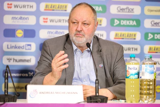 09.12.2025, Handball WM Frauen, Viertelfinale, Deutschland - Brasilien, 27th IHF Women s Handball World Championship, WM, Weltmeisterschaft Westfalenhalle Dortmund: DHB-Präsident Andreas Michelmann bei der Pressekonferenz vor dem Spiel Nordrhein-Westfalen Deutschland