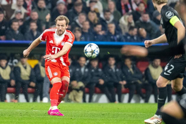 Harry Kane 9 (FC Bayern Muenchen), FC Bayern Muenchen vs. Sporting Clube de Portugal, Fussball, UEFA Champions League, 6. Spieltag, 09.12.2025 DFB regulations prohibit any use of photographs as image sequences and or quasi-video Muenchen Bayern Deutschland