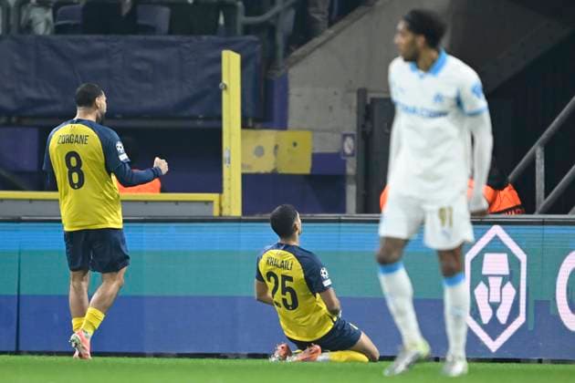 Royale Union Saint-Gilloise v Marseille - UEFA Champions League BRUSSELS, BELGIUM - DECEMBER 09 : Khalaili Anan midfielder of Union Saint-Gilloise celebrates scoring a goal during the UEFA Champions League 2025 26 League Phase MD6 match between Royale Union Saint-Gilloise and Marseille on December 9, 2025 in Brussels, Belgium, 09 12 2025 Brussels Belgium  Copyright: xNicoxVereeckenx