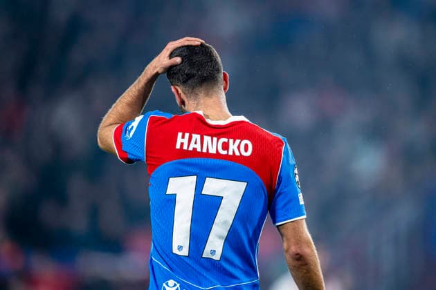 Atletico de Madrid defender David Hancko disappointed after the goal of PSV Eindhoven midfielder Guus Til, during the match PSV Eindhoven vs Atletico de Madrid at the Philips stadium for the Champions League - League phase - Matchday 6 season 2025-2026 in EINDHOVEN, Netherlands on 9 December 2025, (photo by Stefan Koops EYE4images DeFodi Images)