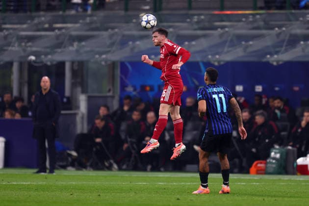 Andrew Robertson (Liverpool Fc) controls the ball, UEFA Champions League 2025 26 League Phase MD6, FC Internazionale Milano v Liverpool Fc, Stadio Giuseppe Meazza (San Siro), December 9, 2025, Milan, Italy.