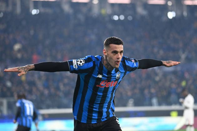 Gianluca Scamacca (Atalanta Bc) celebrating his goal during Atalanta BC vs Chelsea FC, UEFA Champions League football match in Bergamo, Italy, December 09 2025  Copyright: xGianlucaxRicci IPAxSportx xipa-agency.netx xx IPA_68963967 IPA_Agency_IPA68963967