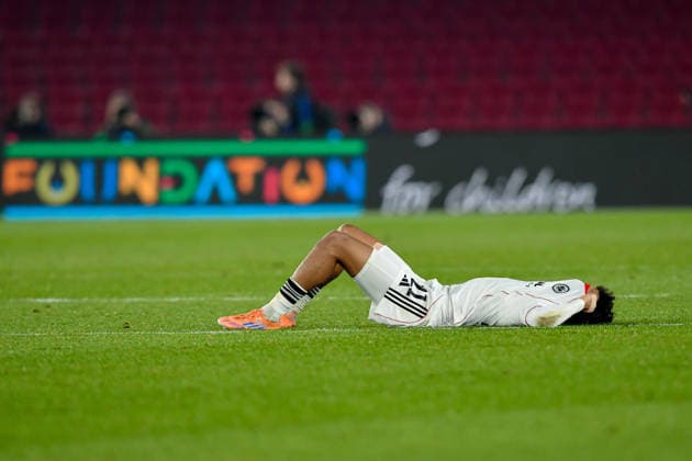 FC Barcelona, Barca v EINTRACHT FRANKFURT SPOTIFY CAMP NOU. BARCELONA. December 9,2025 FC BARCELONA vs EINTRACHT FRANKFURT December 9,2025 Nathaniel Brown (21) of Eintracht Frankfurt at the end of the soccer match corresponding to the sixth match of the group stage of the UEFA Champions League between FC Barcelona and Eintracht Frankfurt at Spotify Camp Nou in Barcelona, Spain. Barcelona ESP Copyright: xS.xRosx