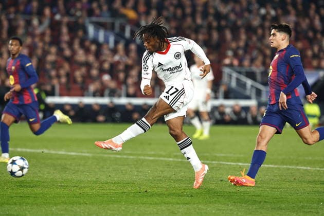 Elye Wahi (Frankfurt), DECEMBER 9, 2025 - Football Soccer : UEFA Champions League League phase match day 6 between FC Barcelona, Barca - Eintracht Frankfurt at the Camp Nou in Barcelona, Spain. Noxthirdxpartyxsales  aflo_313110015