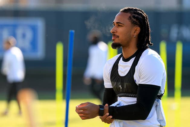 SOCCER - UEFA EL, Sturm vs Red Star GRAZ,AUSTRIA,10.DEC.25 - SOCCER - UEFA Europa League, SK Sturm Graz vs Red Star Belgrade, training Sturm, preview. Image shows Emanuel Aiwu (Sturm).  GEPAxpictures xMarioxBuehner-Weinrauch