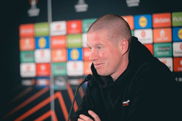 press conference, PK, Pressekonferenz - FC Midtjylland - UEFA Europa League Herning, Denmark - December 10: Head coach Mike Tullerg and Victor Bak Jensen of FC Midtjylland during a press conference ahead of the Europa League game agains Genk at MCH Arena Herning MCH Arena Denmark Copyright: xDANIELxSTENTZx