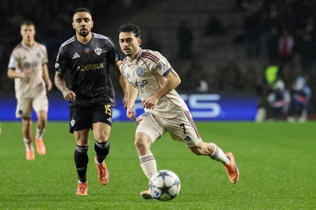 BAKU , 10-12-2025 , Tofiq Bahramov Stadion , Season 2025 2026 , UEFA Champions League football , match between FK Qarabag and Ajax Amsterdam , picture shows Ajax player Raul Moro Qarabag - Ajax  x200102785x Copyright: