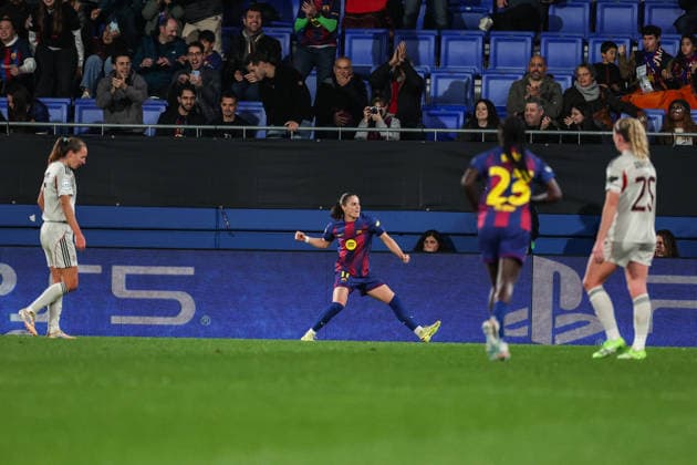 Ewa Pajor ( FC Barcelona, Barca ) celebrating a goal during the match between FC Barcelona Womens team and SL Benfica Womens team, valid for Womens Champions League 2025 2026 at Estadi Johan Cruyff on 10 December 2025. Barcelona Estadi Johan Cruyff Barcelona Portugal Copyright: xIMAGOx xPRIMExSPORTSxIMAGESx xFILIPExOLIVEIRAx
