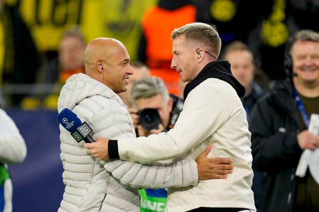 Dede und Marco reus looks on during the UEFA Champions League 2025 26 League Phase MD6 match between Borussia Dortmund and FK Bodo Glimt at BVB Stadion Dortmund on December 10, 2025 in Dortmund, Germany. (Photo by Alex Gottschalk DeFodi Images)