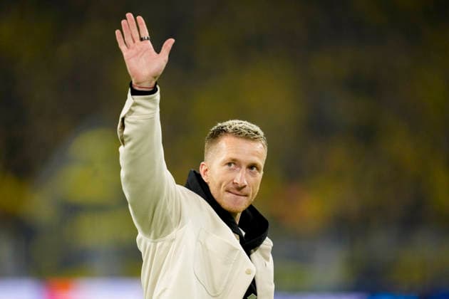 Marco Reus gestures during the UEFA Champions League 2025 26 League Phase MD6 match between Borussia Dortmund and FK Bodo Glimt at BVB Stadion Dortmund on December 10, 2025 in Dortmund, Germany. (Photo by Alex Gottschalk DeFodi Images)
