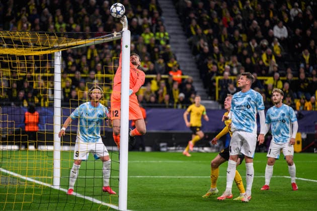 251210 goalkeeper Nikita Haikin of Bodo Glimt during the UEFA Champions League football match between Borussia Dortmund and Bodo Glimt on December 10, 2025 in Dortmund. Photo: Marius Simensen BILDBYRAN COP 238 MM0052 bbeng football fotball fotboll soccer uefa champions league mesterligaen bodo glimt borussia dortmund Copyright: MARIUSxSIMENSEN BB251210ZV002
