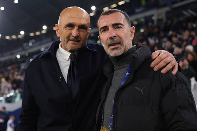 Turin, Italy, 10th December 2025. Luciano Spalletti Head coach of Juventus and Juan Carlos Carcedo Head Coach of Pafos FC prior to kick off in the Juventus vs Pafos FC UEFA Champions League match at Juventus Stadium, Turin. Picture credit should read: Jonathan Moscrop Sportimage EDITORIAL USE ONLY. No use with unauthorised audio, video, data, fixture lists, club league logos or live services. Online in-match use limited to 120 images, no video emulation. No use in betting, games or single club league player publications. SPI_011_JM_JUVE_PAFOS_UCL SPI-4325-0011