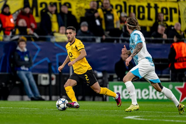 Borussia Dortmund defender Yan Couto, during the match Borussia Dortmund vs FK Bodo Glimt at the BVB Stadion Dortmund for the Champions League - League phase - Matchday 6 season 2025-2026 in DORTMUND, Germany on 10 December 2025, (photo by Stefan Koops EYE4images DeFodi Images)