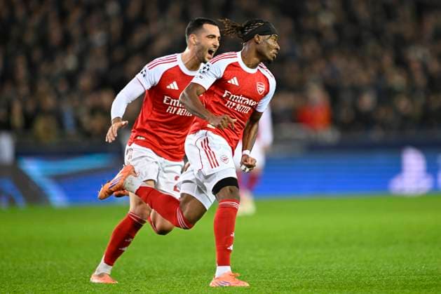 Club Brugge v Arsenal - UEFA Champions League BRUGGE, BELGIUM - DECEMBER 10 : Madueke Noni midfielder of Arsenal celebrates scoring a goal during the UEFA Champions League 2025 26 League Phase MD6 match between Club Brugge and Arsenal on December 10, 2025 in Brugge, Belgium, 10 12 2025 Brugge Belgium  Copyright: xNicoxVereeckenx