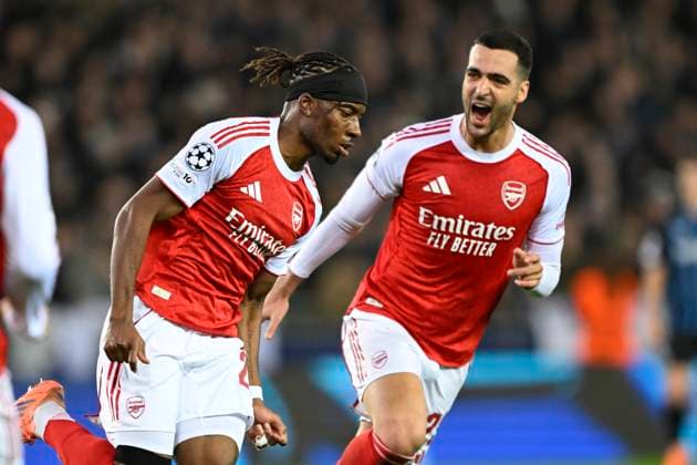 Club Brugge v Arsenal - UEFA Champions League BRUGGE, BELGIUM - DECEMBER 10 : Madueke Noni midfielder of Arsenal celebrates scoring a goal during the UEFA Champions League 2025 26 League Phase MD6 match between Club Brugge and Arsenal on December 10, 2025 in Brugge, Belgium, 10 12 2025 Brugge Belgium  Copyright: xNicoxVereeckenx