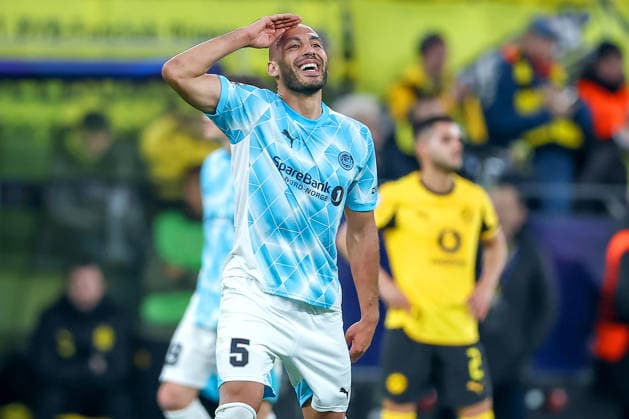 10.12.2025, Fußball, UEFA Champions League, Borussia Dortmund - FK Bodö Glimt, BVB Stadion, 5. Spieltag, Saison 2025 2026: Torjubel nach dem Tor zum 1:1 durch Torschütze Haitam Aleesami (Bodo Glimt 05) Regulations prohibit any use of photographs as image sequences and or quasi-video. Nordrhein-Westfalen Deutschland