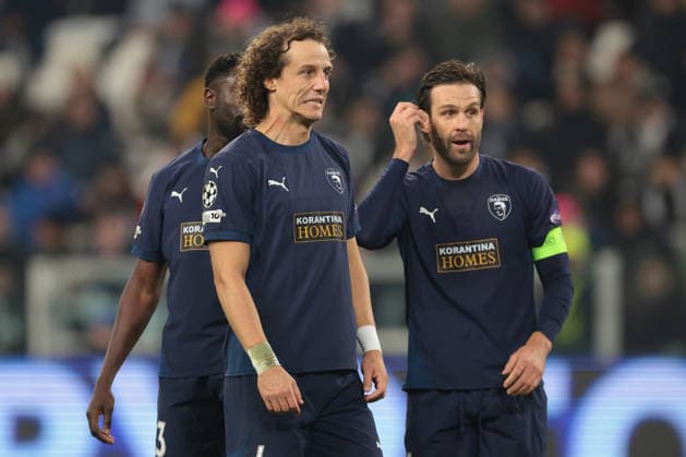 Turin, Italy, 10th December 2025. David Luiz of Pafos FC reacts during the Juventus vs Pafos FC UEFA Champions League match at Juventus Stadium, Turin. Picture credit should read: Jonathan Moscrop Sportimage EDITORIAL USE ONLY. No use with unauthorised audio, video, data, fixture lists, club league logos or live services. Online in-match use limited to 120 images, no video emulation. No use in betting, games or single club league player publications. SPI_031_JM_JUVE_PAFOS_UCL SPI-4325-0031
