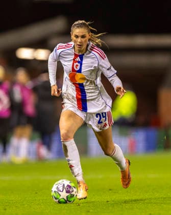 10th December 2025; Leigh Sports Village, Manchester, England; Womens Champions League Football, Manchester United, ManU versus Lyon Women; Julie Brand of OL Lyonnes  TimxWilliams