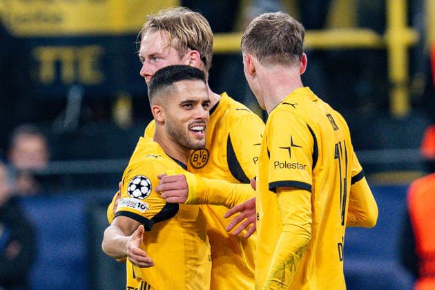 10.12.2025, Borussia Dortmund vs. FK Bodo Glimt, UEFA Champions League, 6.Spieltag Tor zum 2:1 durch Julian Brandt (Borussia Dortmund, 10) Yan Couto(Borussia Dortmund, 2) Maximilian Beier (Borussia Dortmund, 14) Regulations prohibit any use of photographs as image sequences and or quasi video Copyright: xBahhoxKarax