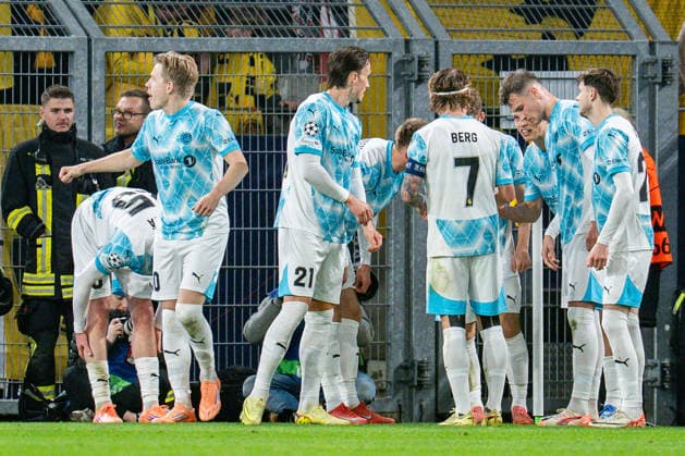 10.12.2025, Borussia Dortmund vs. FK Bodo Glimt, UEFA Champions League, 6.Spieltag Tor zum 2:2 durch Jens Hauge (FK Bodo Glimt 10) Regulations prohibit any use of photographs as image sequences and or quasi video Copyright: xBahhoxKarax