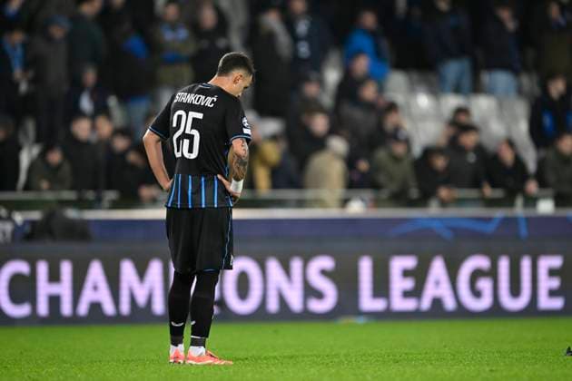 Club Brugge v Arsenal - UEFA Champions League BRUGGE, BELGIUM - DECEMBER 10 : Stankovic Aleksandar midfielder of Club Brugge looks dejected after the UEFA Champions League 2025 26 League Phase MD6 match between Club Brugge and Arsenal on December 10, 2025 in Brugge, Belgium, 10 12 2025 Brugge Belgium  Copyright: xNicoxVereeckenx