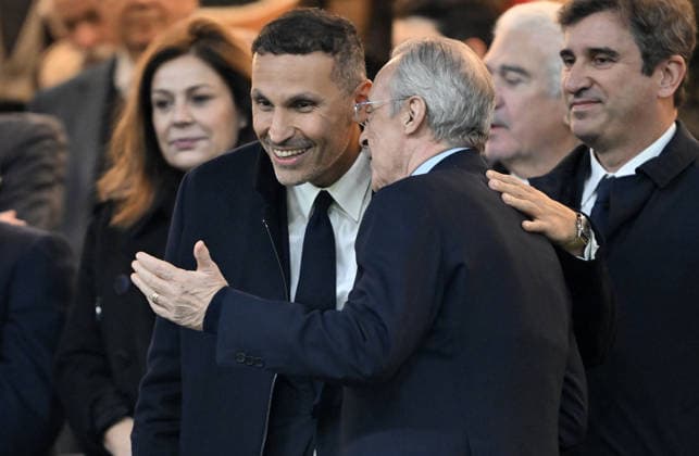 Real Madrid v Manchester City - UEFA Champions League MADRID, SPAIN - DECEMBER 10: Real Madrid president Florentino Perez and Manchester City chairman Khaldoon Al Mubarak watch the UEFA Champions League Matchday 6 game between Real Madrid and Manchester City at Bernabeu Stadium in Madrid, Spain, on December 10, 2025. Burak Akbulut Anadolu Madrid Spain. Editorial use only. Please get in touch for any other usage.  Copyright: x2025xAnadoluxBurakxAkbulutx