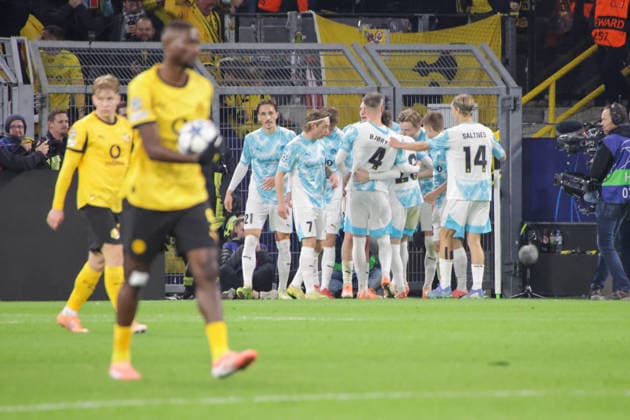 10.12.2025, xgrfx, Fussball UEFA Champions League , Borussia Dortmund - Bodo Glimt v.l. Tor, Jens Hauge (Bodo Glimt) (DFL DFB REGULATIONS PROHIBIT ANY USE OF PHOTOGRAPHS as IMAGE SEQUENCES and or QUASI-VIDEO) Signal Iduna Park