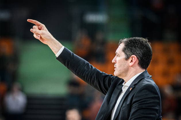 Head Coach Ty Harrelson (ratiopharm ulm) gestures during the Basketball Eurocup match between ratiopharm ulm and Turk Telekom Ankara at ratiopharm Arena on December 10, 2025 in Neu-Ulm, Germany. (Photo by Harry Langer DeFodi Images)