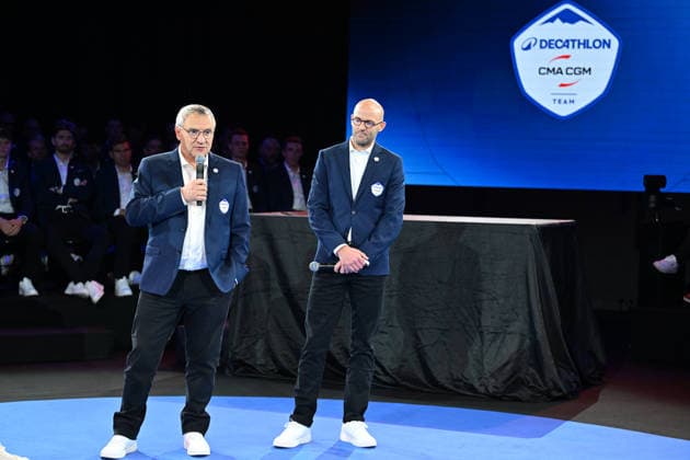 Decathlon - CMA CGM Cycling Team 2026 Presentation Dominique Serieys, CEO of Chairman of Decathlon - CMA CGM cycling team, and Gary Anssens, Chairman of Decathlon cycling team, attend the team presentation ahead of the 2026 season in Villeneuve d Ascq, France, on December 11, 2025. Villeneuve d Ascq France  Copyright: xGautierxDemouveauxx originalFilename:demouveaux-notitle251211_nptBc.jpg