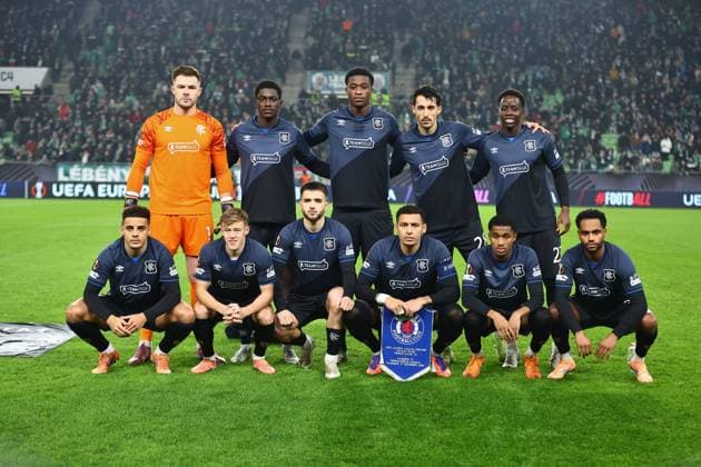 Rangers starting XI - team photo Ferencvaros v Rangers, UEFA Europa League, Group Stage, Football, Groupama Arena, Budapest, Hungary - 11 Dec 2025Budapest Groupama Arena Hungary EDITORIAL USE ONLY No use with unauthorised audio, video, data, fixture lists, club league logos or live services. Online in-match use limited to 120 images, no video emulation. No use in betting, games or single club league player publications. Copyright: xMichaelxZemanek Shutterstockx 16080575h