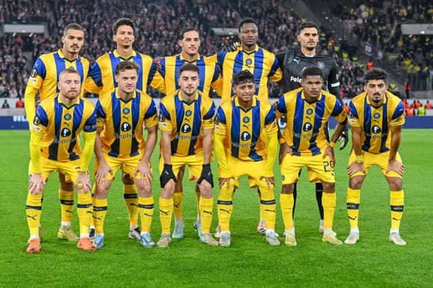 Players are seen Maccabi Tel-Aviv FC during the UEFA Europa League 2025 26 League Phase MD6 match between VfB Stuttgart and Maccabi Tel-Aviv FC at Stuttgart Arena on December 11, 2025 in Stuttgart, Germany. (Photo by Harry Langer DeFodi Images)