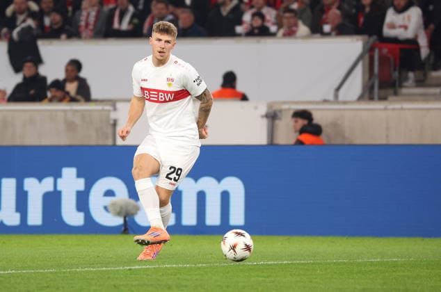 Stuttgart, Fußball UEFA Europa League, Saison 2025-2026, VfB Stuttgart vs. Maccabi Tel Aviv, Finn Jeltsch (VfB)