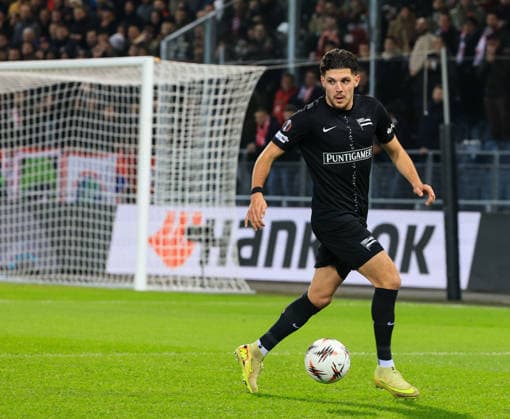 SOCCER - UEFA EL, Sturm vs Red Star GRAZ,AUSTRIA,11.DEC.25 - SOCCER - UEFA Europa League, SK Sturm Graz vs Red Star Belgrade. Image shows Emir Karic (Sturm).  GEPAxpictures xWolfgangxGrebien