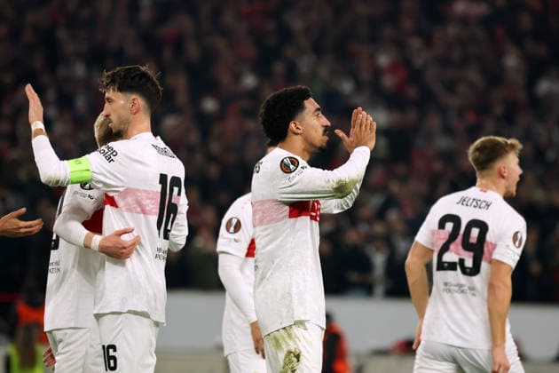 11.12.25 VfB Stuttgart - Maccabi Tel Aviv FC Deutschland, Stuttgart, 11.12.2025, Fussball, UEFA Europa League, Saison 2025 2026, VfB Stuttgart - Maccabi Tel Aviv FC: Tiago Tomas (VfB Stuttgart); Jubel Tor 2:0 Tomas.