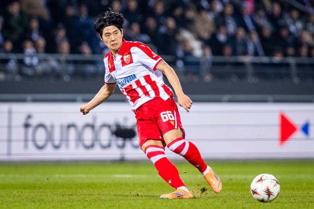STURM GRAZ - CRVENA ZVEZDA Youngwoo Seol of Crvena Zvezda during the league phase of UEFA Europa league football match between SK Sturm Graz and FK Crvena Zvezda Belgrade. Graz, Austria, December 11, 2025. Photo by Branislav Racko Copyright: xx 080A3685
