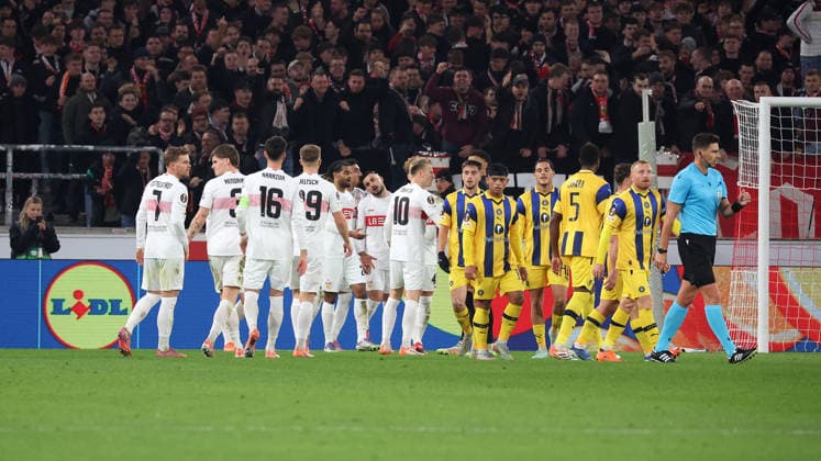 Stuttgart, Fußball UEFA Europa League, Saison 2025-2026, VfB Stuttgart vs. Maccabi Tel Aviv, Jubel nach dem 2:0 Tor, Torschütze Tiago Tomas (VfB)