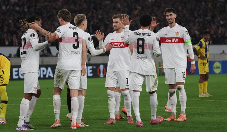 Stuttgart , Fußball UEFA Europa League VfB Stuttgart vs. Maccabi Tel Aviv , Jubel VfB