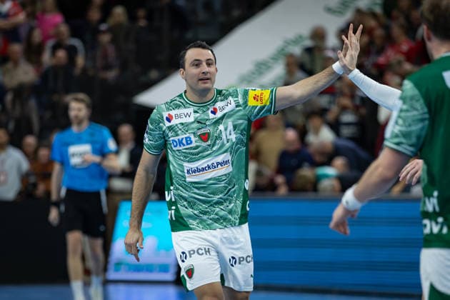 DAIKIN HBL: SG Flensburg-Handewitt vs Füchse Berlin; 11.12.25 Jubel Torjubel bei Aitor Arino (Nr.14, Füchse Berlin) DAIKIN HBL: SG Flensburg-Handewitt vs Füchse Berlin, GP JOULE Arena am 11.12.25 Copyright: xBEAUTIFULxSPORTS MarioxM.xKobergx