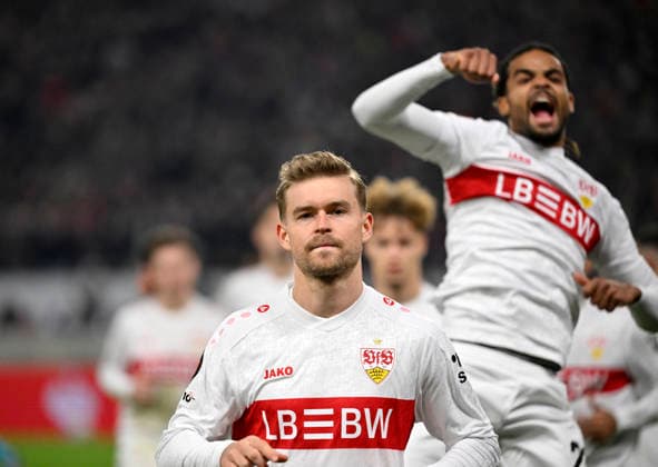 TOR zum 3:0 Elfmeter, Strafstoss Maximilian Mittelstaedt VfB Stuttgart (07) Torjubel Gestik Geste Lorenz Assignon VfB Stuttgart (22) VfB Stuttgart vs Maccabi Tel-Aviv FC EUROPA LEAGUE EL 11.12.2025 DFL REGULATIONS PROHIBIT ANY USE OF PHOTOGRAPHS AS IMAGE SEQUENCES AND OR QUASI-VIDEO VfB Stuttgart vs Maccabi Tel-Aviv FC EUROPA LEAGUE EL