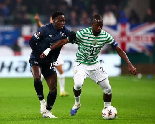 Djeidi Gassama of Rangers during UEFA Europa League league phase match at the Groupama Arena, Budapest. Ferencvaros v Rangers - UEFA Europa League - League Phase - Groupama Arena, Budapest, Hungary - 11 Dec 2025Budapest Groupama Arena United Kingdom  Copyright: xO Rourke RangersxFC Shutterstockx 16081545ak