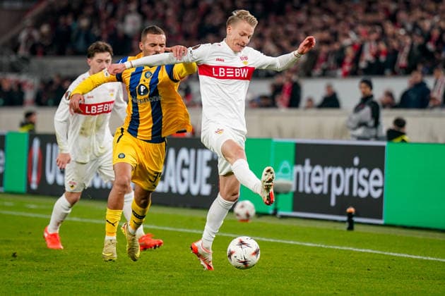 Fussball UEFA Europa League 2025 26, 6. Spieltag - VfB Stuttgart vs Maccabi Tel Aviv FC - Arena Stuttgart (Deutschland): Chris Führich Chris Fuerich (VfB Stuttgart, 10) Copyright: xJOERANxSTEINSIEKx
