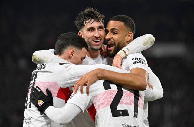 TOR zum 4:1 Josha Vagnoman VfB Stuttgart (04) Torjubel Bilal El Khannouss VfB Stuttgart (11) Badredine Bouanani VfB Stuttgart (27) Atakan Karazor VfB Stuttgart (16) VfB Stuttgart vs Maccabi Tel-Aviv FC EUROPA LEAGUE EL 11.12.2025 DFL REGULATIONS PROHIBIT ANY USE OF PHOTOGRAPHS AS IMAGE SEQUENCES AND OR QUASI-VIDEO VfB Stuttgart vs Maccabi Tel-Aviv FC EUROPA LEAGUE EL