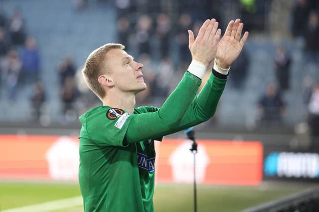 SOCCER - UEFA EL, Sturm vs Red Star GRAZ,AUSTRIA,11.DEC.25 - SOCCER - UEFA Europa League, SK Sturm Graz vs Red Star Belgrade. Image shows Oliver Christensen (Sturm).  GEPAxpictures xChrisxBauer