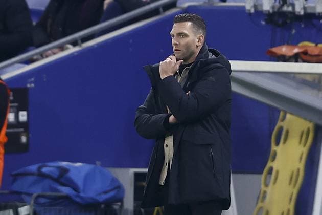 LYON , 17-11-2025 , Groupama Stadium , season 2025 2026 , UEFA Europa League League phase . match between Olympique Lyon and Go Ahead Eagles, Picture shows Eagles coach Melvin Boel Olympique Lyon - Go Ahead Eagles  x200123696x Copyright: