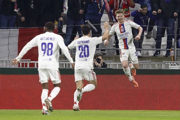 LYON , 17-11-2025 , Groupama Stadium , season 2025 2026 , UEFA Europa League League phase . match between Olympique Lyon and Go Ahead Eagles, Picture shows Olympique Lyonnais player Pavel Sulc celebrating the goal. Olympique Lyon - Go Ahead Eagles  x200123728x Copyright: