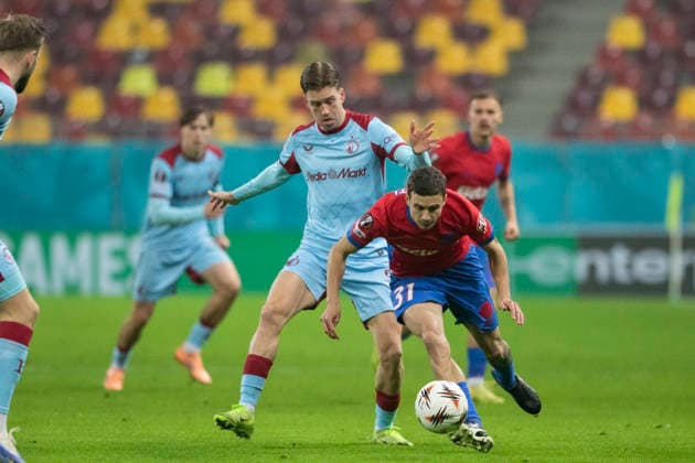 November, 11, 2025, UEFA EUROPA LEAGUE, League phase, Matchday 6, FCSB vs Feyenoord, Bucharest, National Arena Stadium 31 Juri Cisotti dribbles the opponent in speed