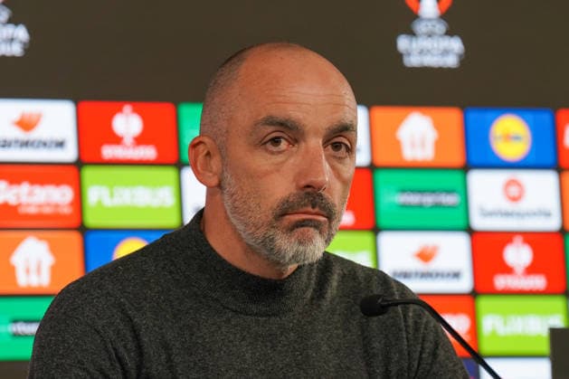 Fussball UEFA Europa League 2025 26, 6. Spieltag - VfB Stuttgart vs Maccabi Tel Aviv FC - Arena Stuttgart (Deutschland): Å½arko LazetiÄ‡ Zarko Lazetic (Trainer, Maccabi Tel Aviv) Pressekonferenz, Medien Copyright: xJOERANxSTEINSIEKx