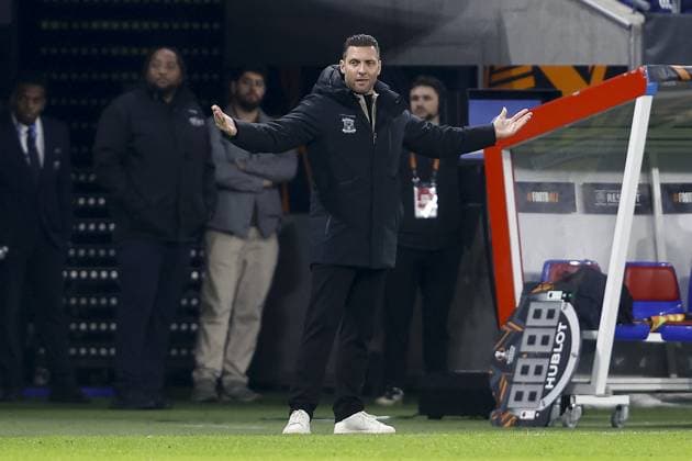 LYON , 17-11-2025 , Groupama Stadium , season 2025 2026 , UEFA Europa League League phase . match between Olympique Lyon and Go Ahead Eagles, Picture shows Eagles coach Melvin Boel Olympique Lyon - Go Ahead Eagles  x200125046x Copyright:
